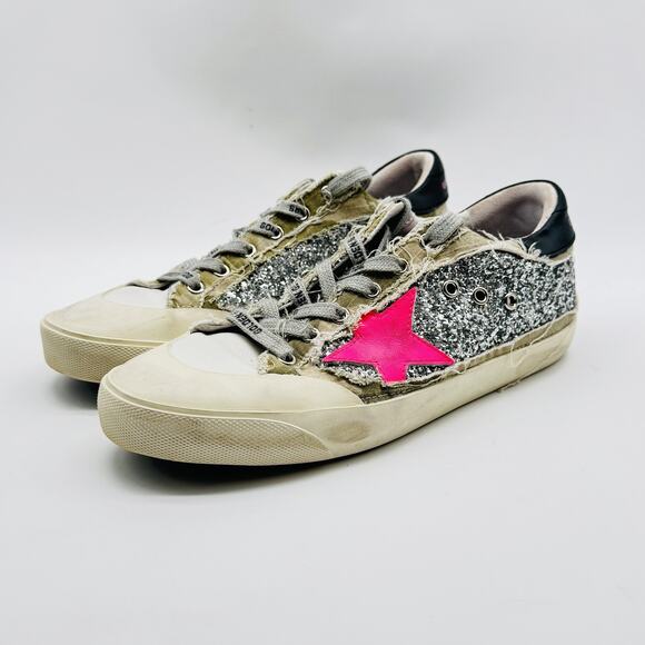 Golden Goose Pink and Silver Star Sneakers - Picture 3 of 9